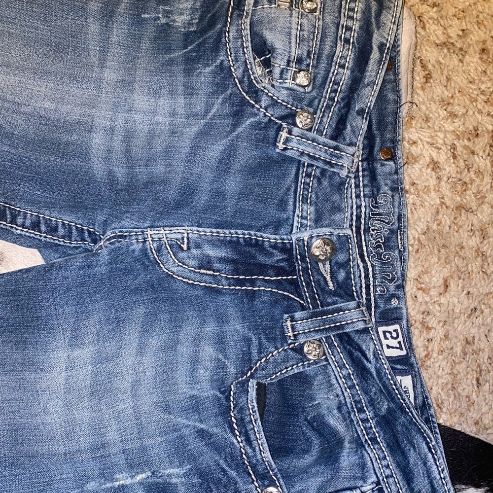 Miss Me Bootcut Feather Rhinestone Pockets - Picture 5 of 7